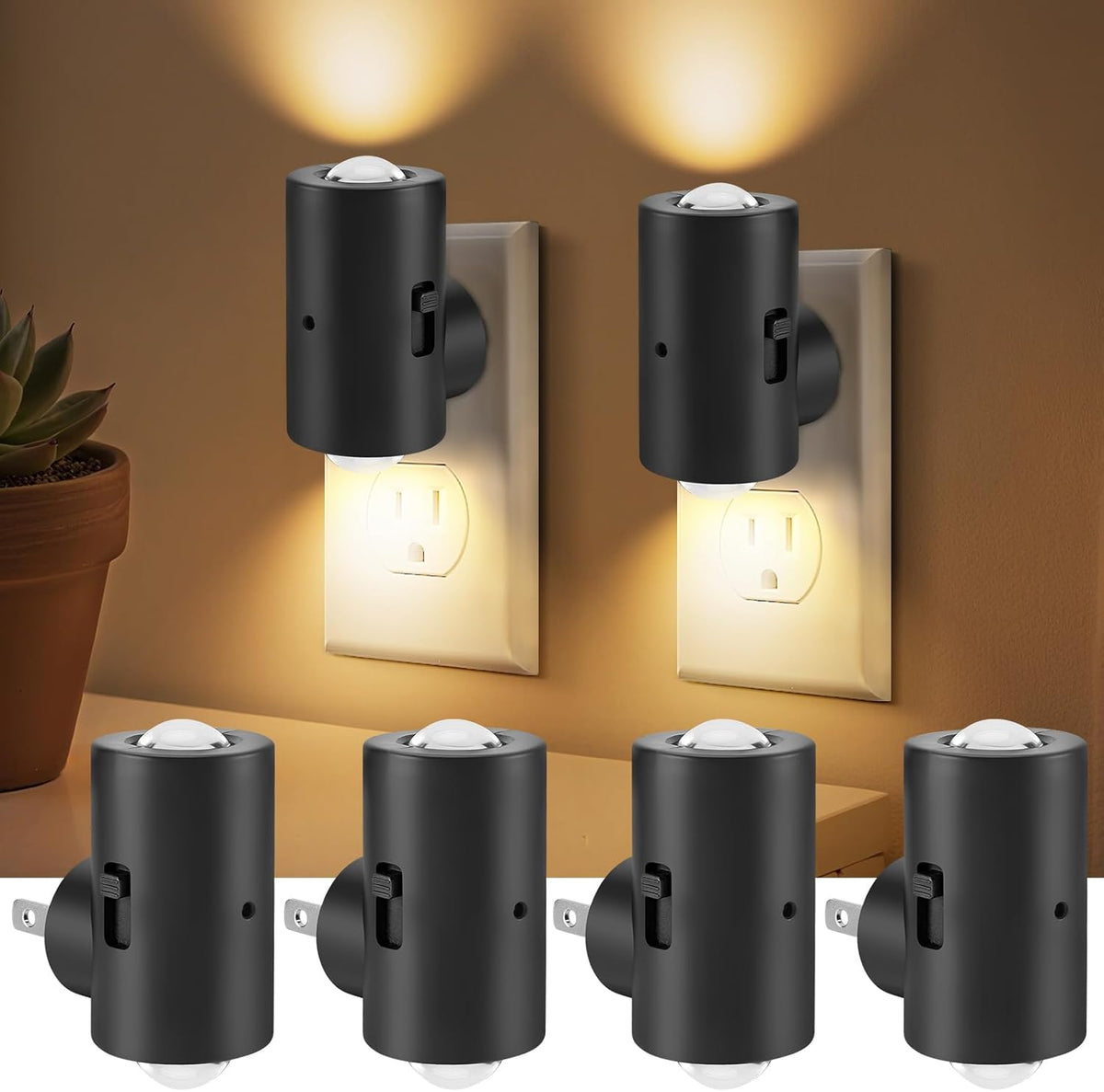 TSEXES Night Light Plug into Wall, 2700K Warm White, 4 Pack