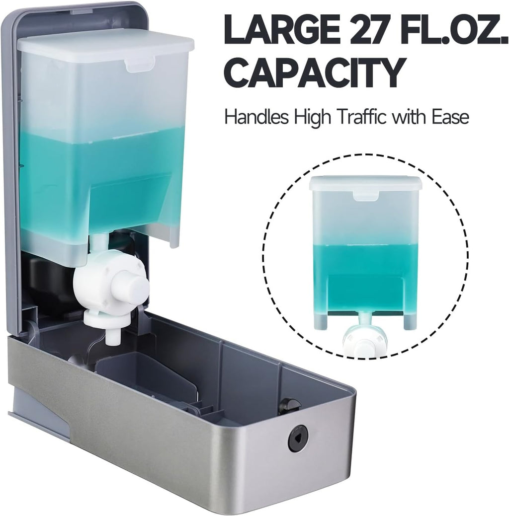 anydry Liquid Hand Soap Dispenser Wall Mounted 27oz Large Capacity Silver