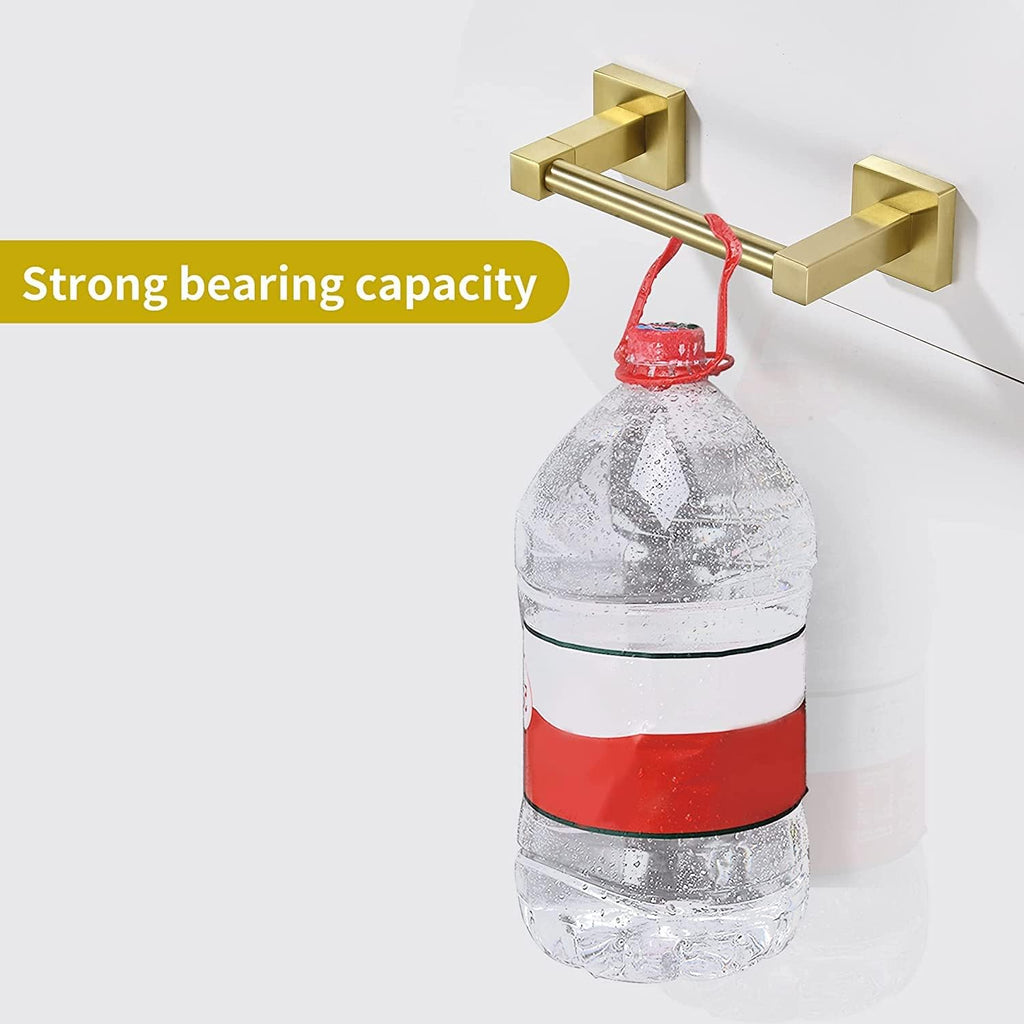 WOLIBEER Gold Toilet Paper Holder, Brushed Brass Toilet Roll Holder, Double Post Pivoting Modern Tissue Hanger Wall Mount for Bathroom Toilet Kitchen Stainless Steel
