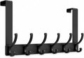 Heavy Duty Over The Door Hooks, Door Hanger with Reinforced 2.8mm Baseplate, 9mm Wide Hook, for Coats Towels Robes Bags, 12 Hooks, Fits 1-3/8" Doors, Bedroom Bathroom Storage, Matte Black