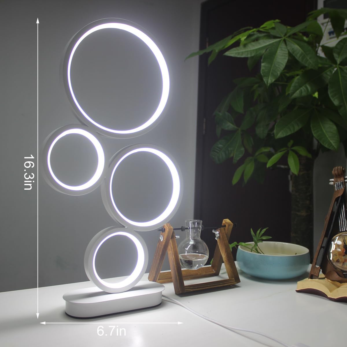 LED Table Lamp, Modern Dimmable Bedside Table Light, 18W, 3 Color Modes, for Living Room, Bedroom, Office, Nightstand, Bookshelf (White)