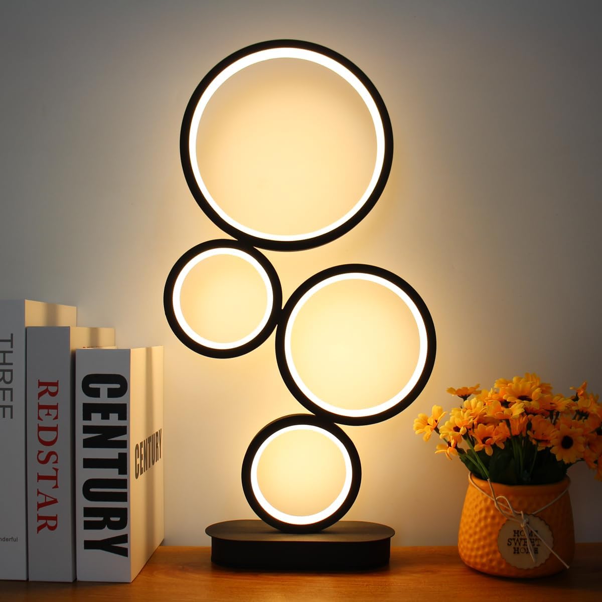 LED Table Lamp, Modern Dimmable Bedside Table Light, 18W, 3 Color Modes, for Living Room, Bedroom, Office, Nightstand, Bookshelf (Black)