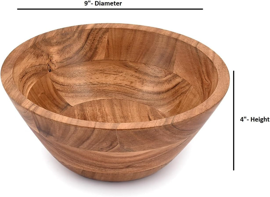 Kimona Fruit Bowl Wooden Fruit Bowl or Candy Bowl, Handcrafted Fruit Basket for Kitchen & Home Décor (9" X 9" X 4")