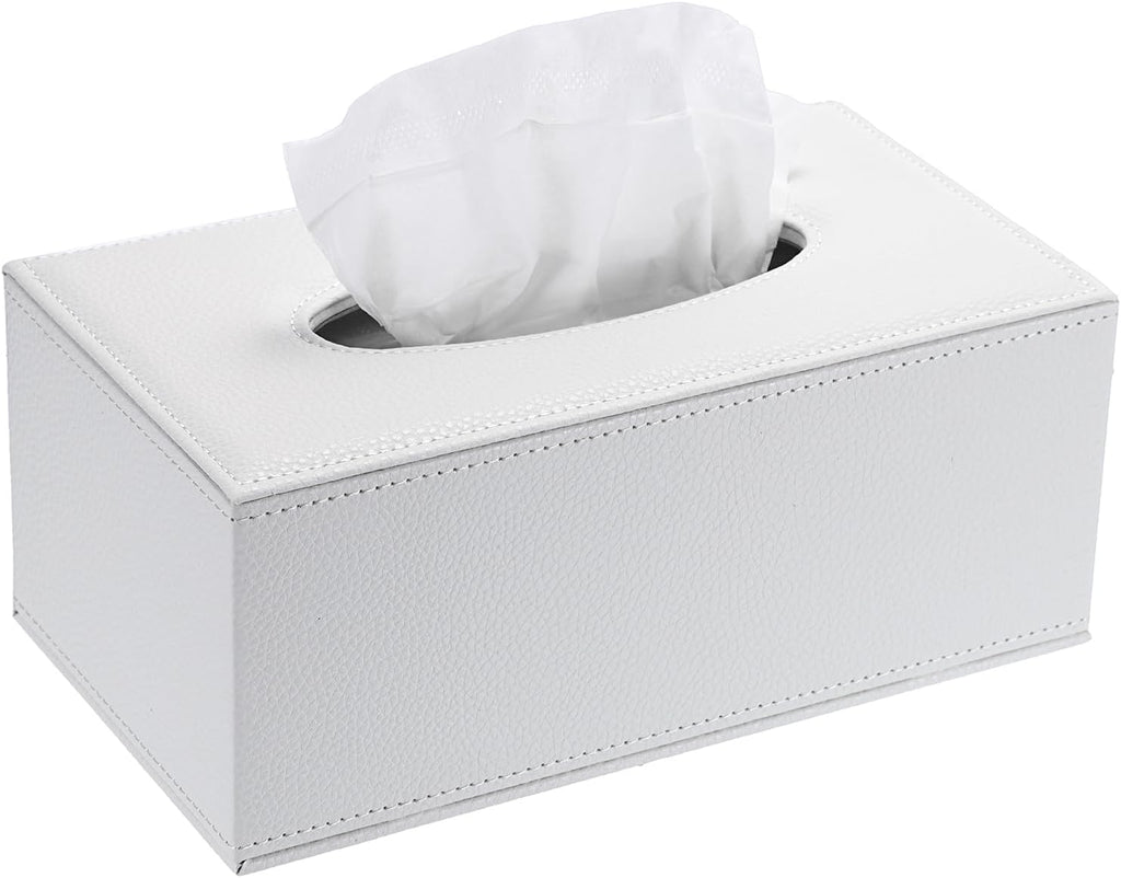 Sumnacon Tissue Box Cover Rectangle,Magnetic Bottom Tissue Box Holder,White