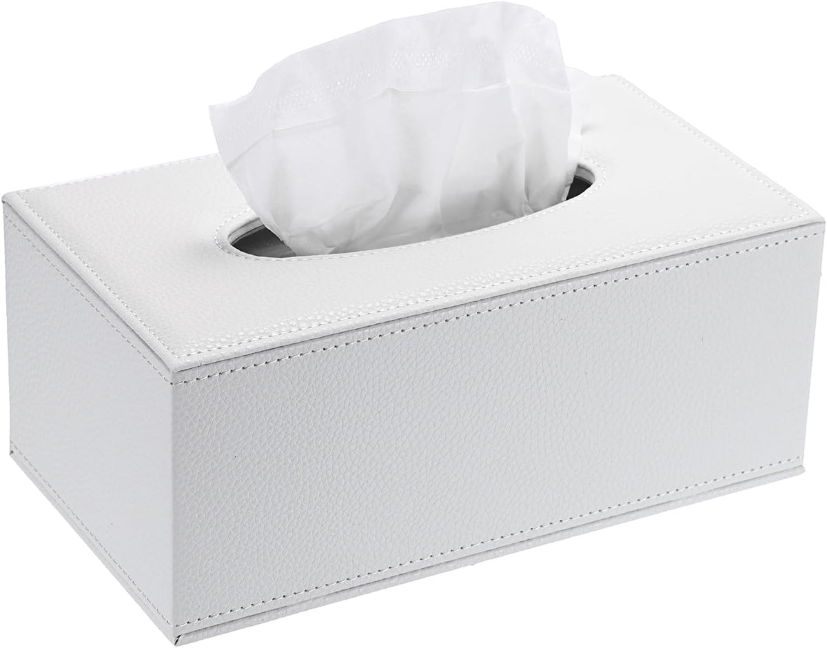 Sumnacon Tissue Box Cover Rectangle,Magnetic Bottom Tissue Box Holder,White