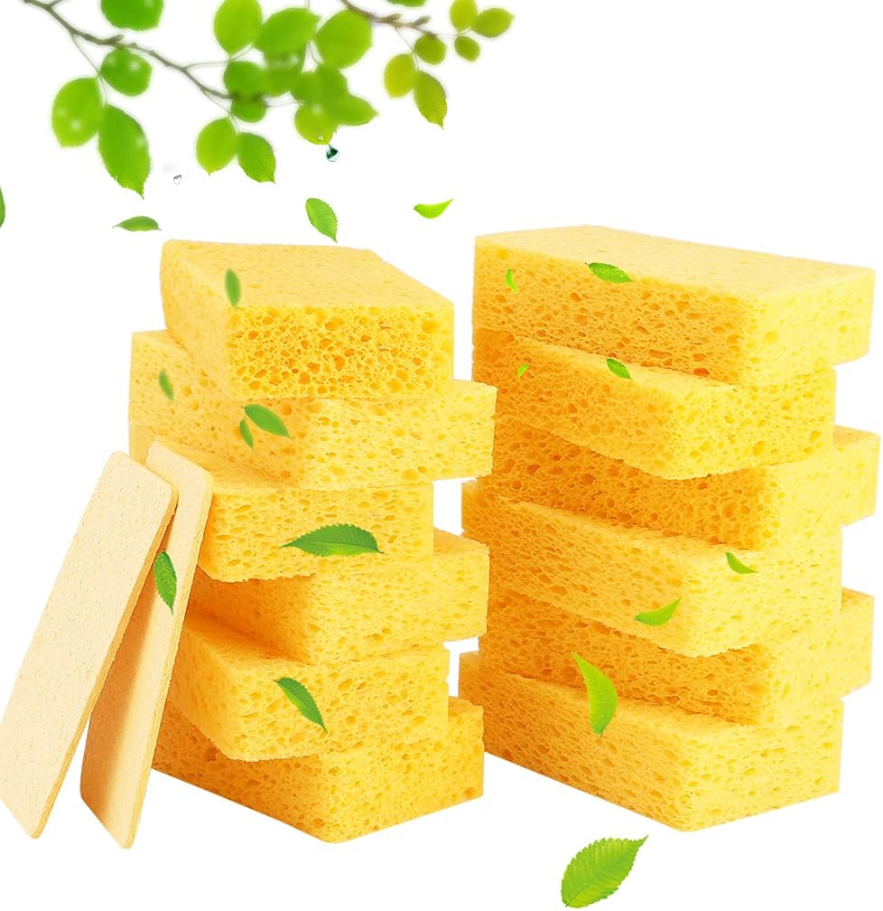 METUUTER Kitchen Sponges 12 Pack Natural Cellulose for Non Scratch Cleaning