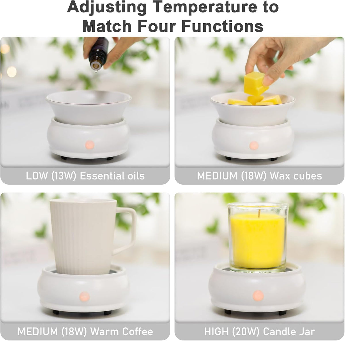 Bobolyn Wax Melter Candle Warmer with Timer - Ceramic Electric Scented Wax Melts Warmer 4-in-1 Candle Burner Melter Timer Adjust Fragrance Intensity Auto Shut Off for Home Office Bedroom Gift & Decor
