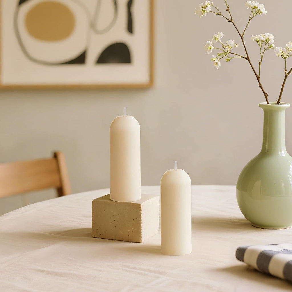 4-Pack 3.5"x1.3" Handmade Pure Beeswax Small Pillar Candles, Clean White