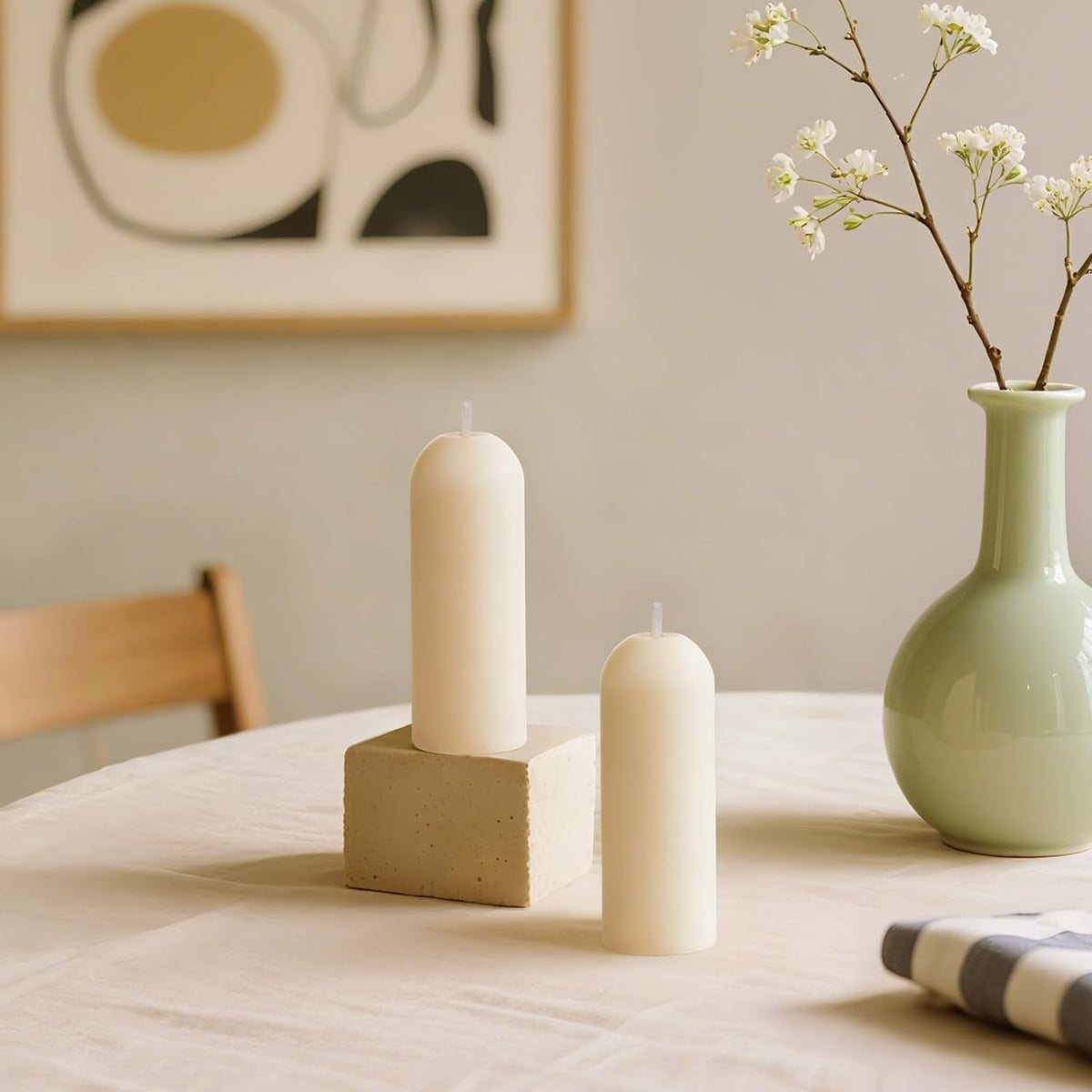 4-Pack 3.5"x1.3" Handmade Pure Beeswax Small Pillar Candles, Clean White