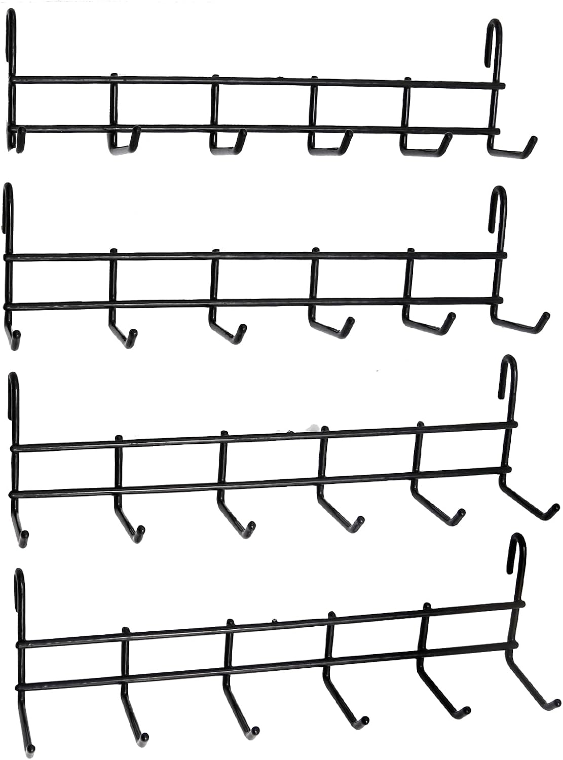 4 Pack Metal Grid Wall Hanging Hooks, Grid Wall Accessories, Heavy Duty Storage Hooks Rack for Door Back Wall Mount Storage and Display, Hook Attachment for Wire Shelving (4 x Hanging Hooks（Black）)