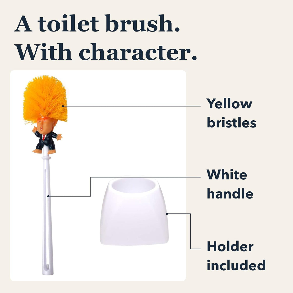 Donald Trump Toilet Brush with Holder & Gift Box, Gag Gift