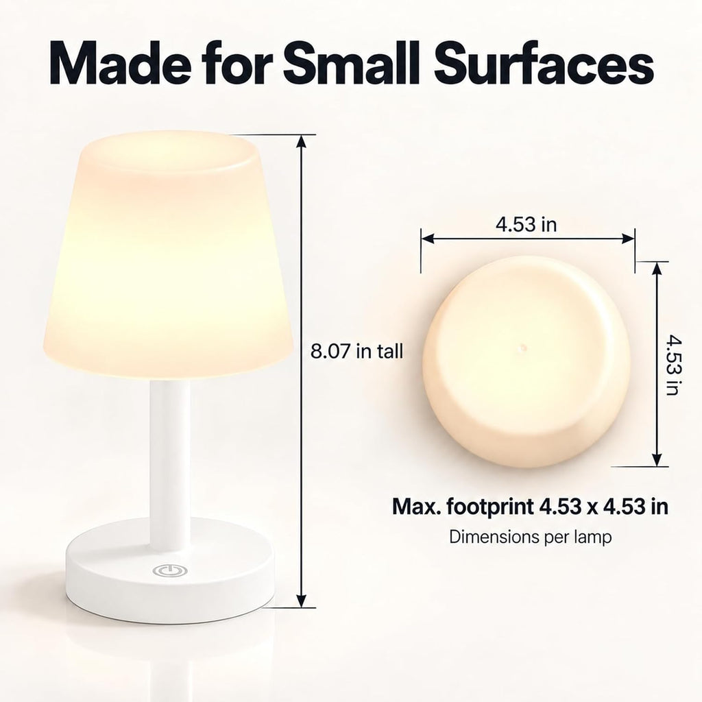 Mini Rechargeable Table Lamp, IP54 Cordless Shower Light, White, 1 Pack