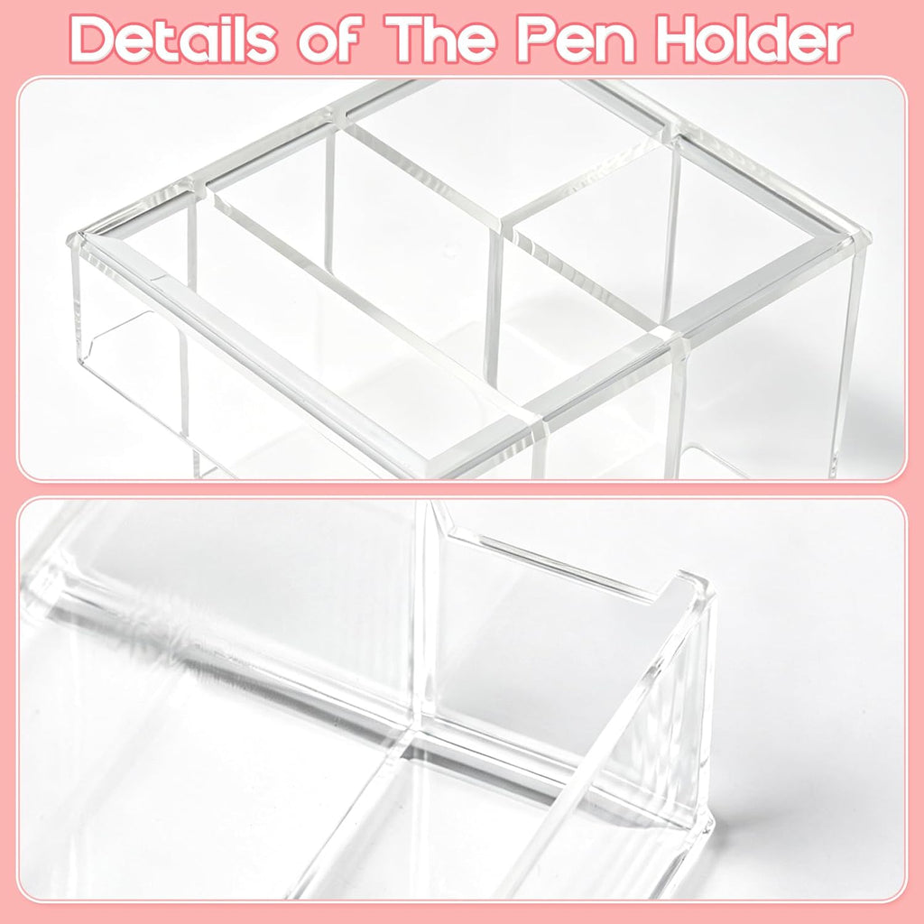 Vowcarol Clear Acrylic Remote Control Holder – 4 Compartment Desk Organizer, TV Remote Holder