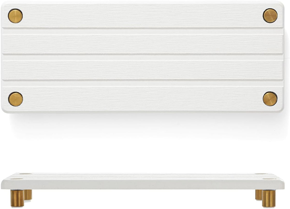 Razborci Instant Dry Sink Caddy Kitchen Sink Organizer, Quick Drying Diatomaceous Earth Stone Sink Tray Sponge Holder Soap Dish, Bathroom Countertop Vanity Dispenser Toothbrush, Gold White, 10" x 4"
