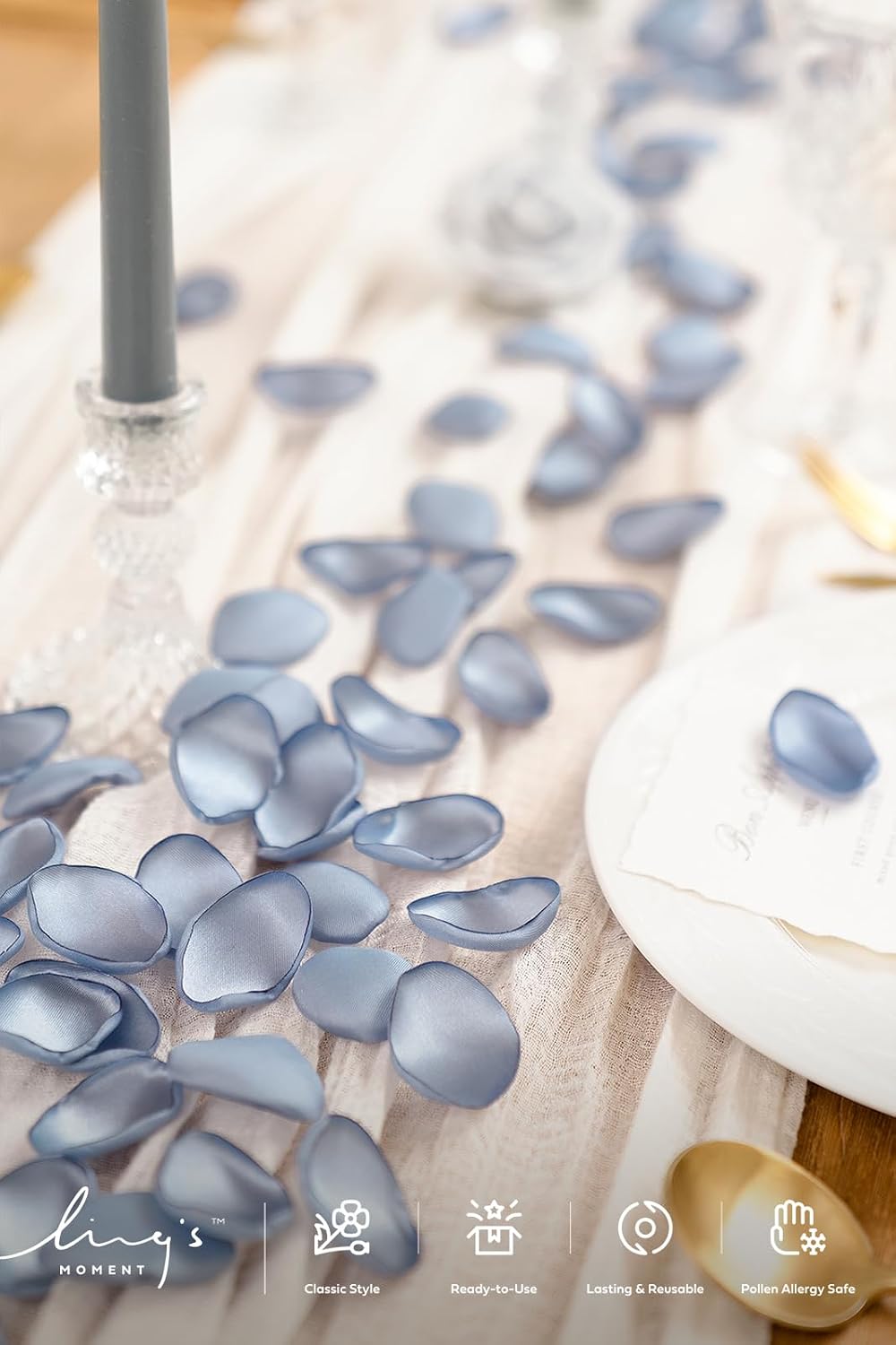 Ling's moment Silk Rose Petals, Dusty Blue Baby Blue, 200pcs