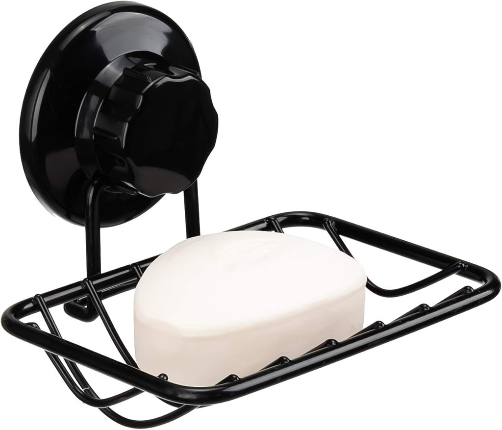 iPEGTOP Super Powerful Vacuum Suction Cup Shower Soap Dish - Strong Rustproof Stainless Steel Soap Saver Sponge Holder for Bathroom & Kitchen Sink, Black