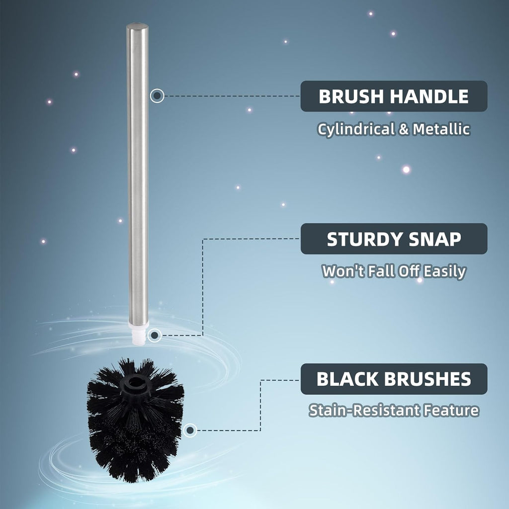 Angle Simple Toilet Brushes Refills, Black Toilet Bowl Scrubber Head 3 PCS
