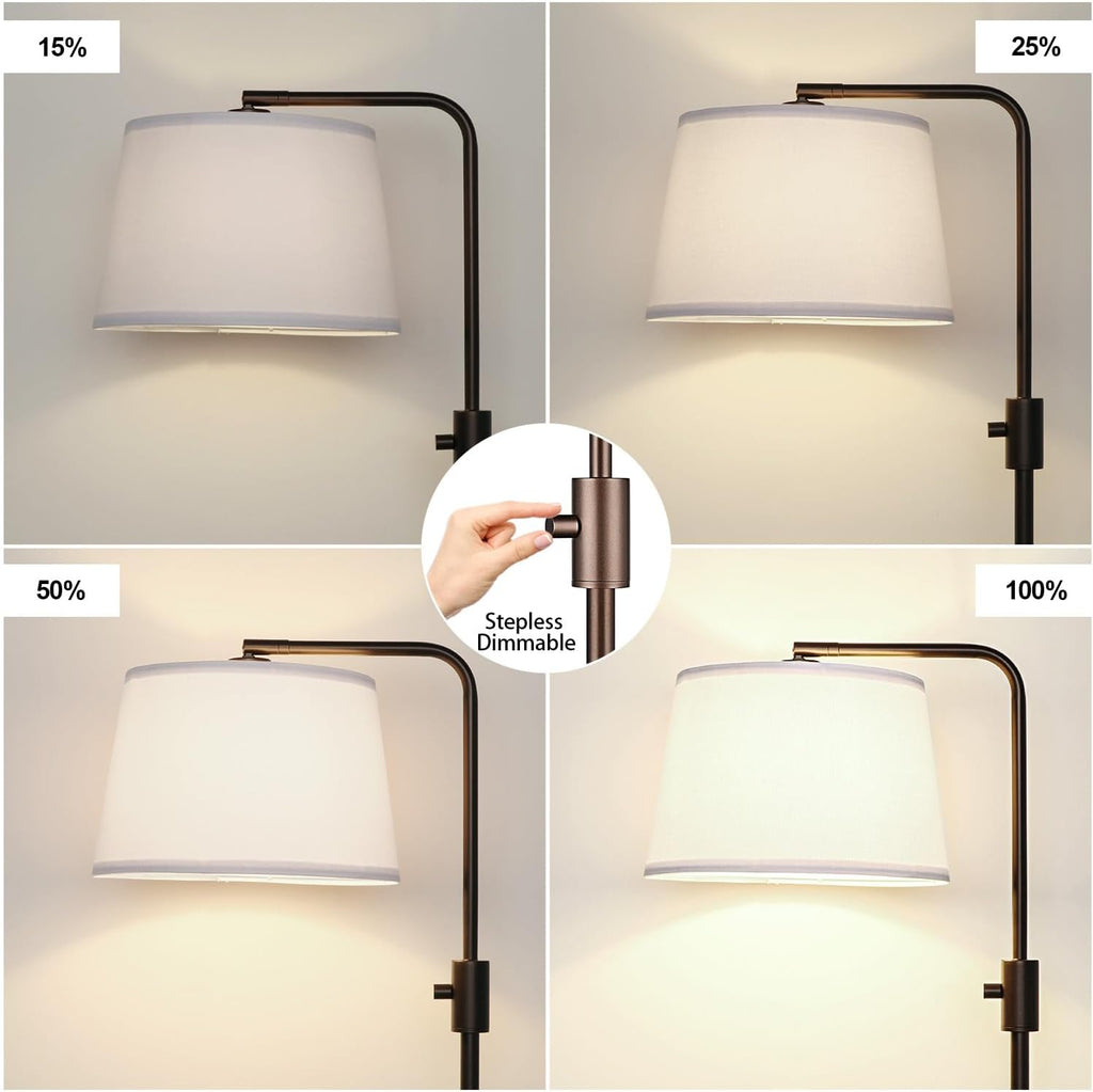 Nintiue [Upgraded] Dimmable Floor Lamp, 1000 Lumens LED Edison Bulb Included, Modern Arc Standing Tall Brown Floor Lamp for Living Room Bedroom Office Dining Room