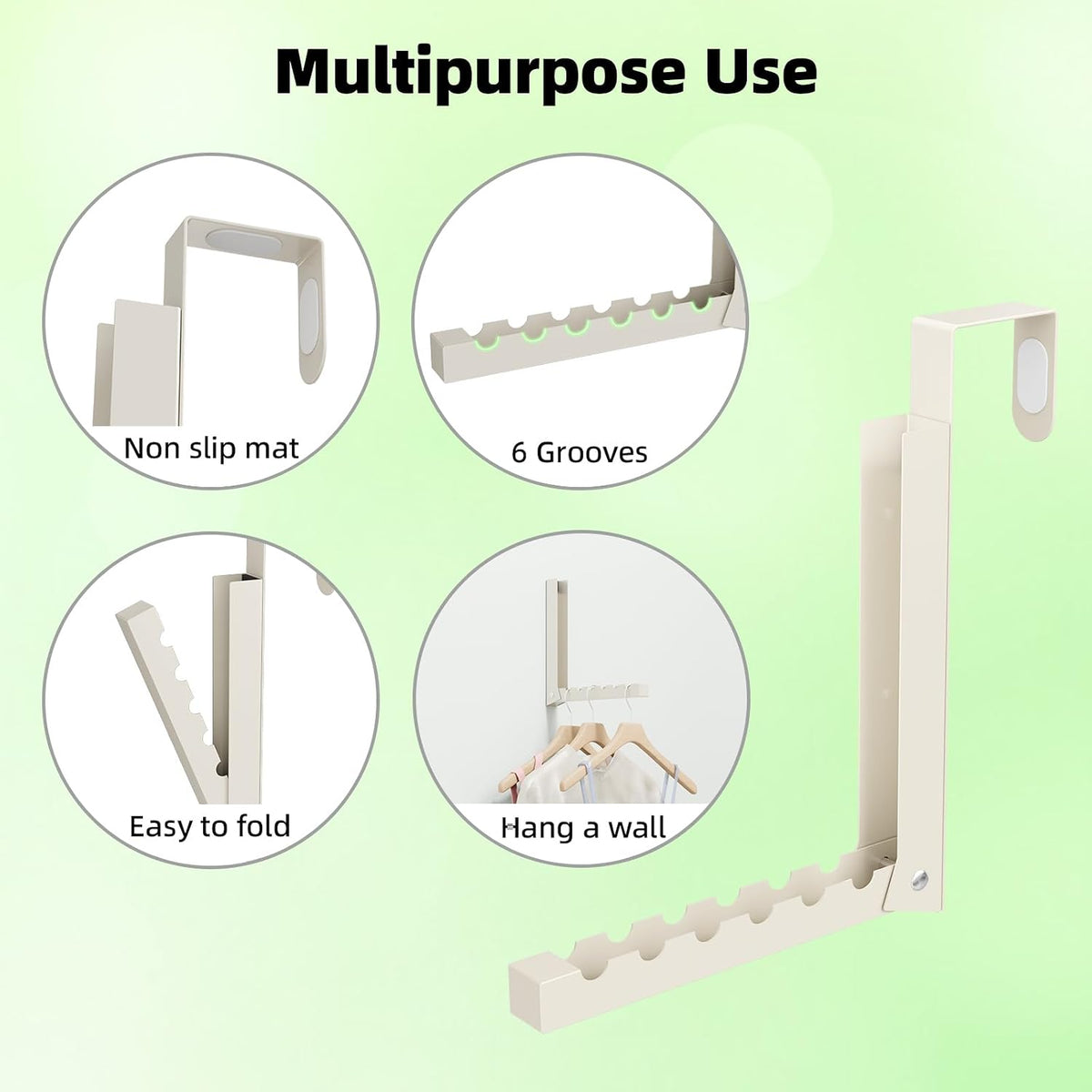 Over the Door Hanger, 2 Pack Foldable Over Door Drying Rack for Laundry
