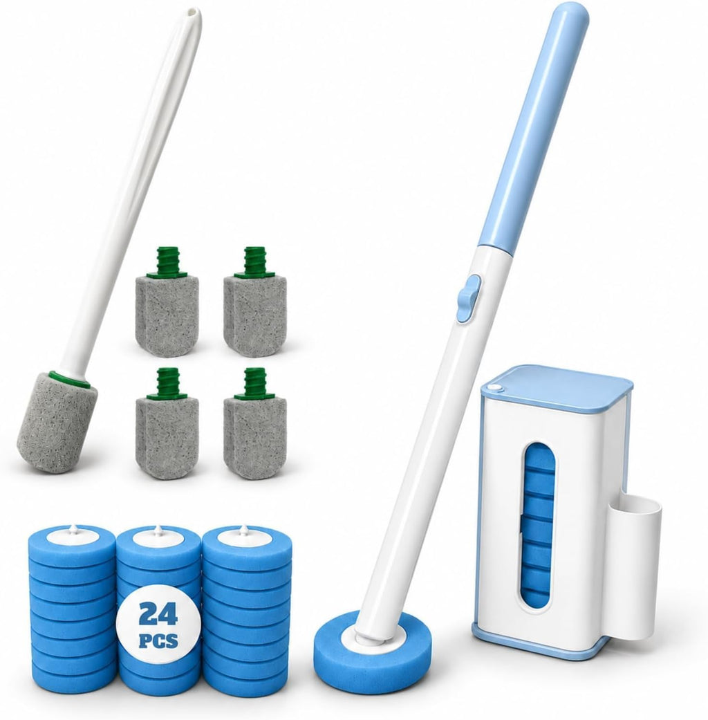 Disposable Toilet Brush 24 Refills & Pumice Stone Toilet Bowl Cleaner 5Pack