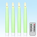 Flameless Taper LED Candles Battery Operated with Remote Timer, Green