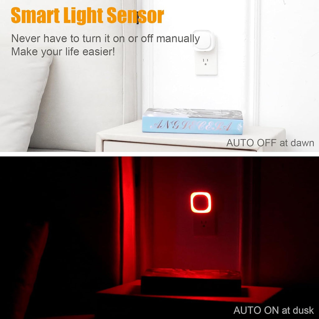 YUNLEX 2 Pack Red Night Light Plug into Wall, Dim Glow for Sleep, Eye-Care