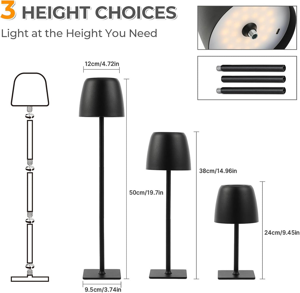 Cordless Table Lamps Rechargeable 9-12Hrs Use 5200mAh Battery