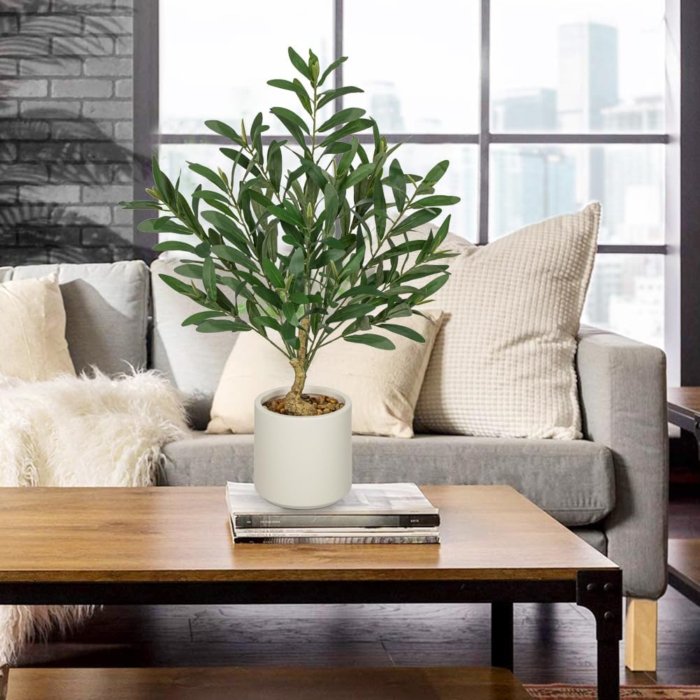 Briful 28 Inch Small Artificial Olive Tree in Resin Pot for Tabletop Decor