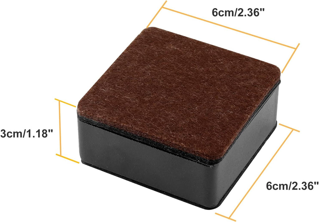 1.2 Inch Height 4Pack Black Self-Adhesive Square Bed Risers