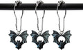 Set of 12 Bats Shower Curtain Hooks Rings Halloween Party Supplies Haunted House Decoration Stainless Steel Rustproof (Black-Bat_Style2)