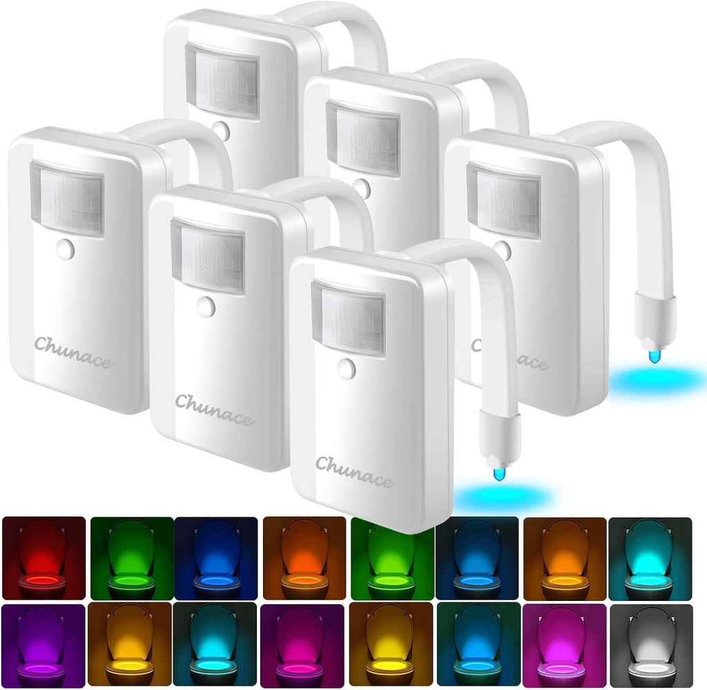 Chunace Toilet Bowl Night Lights Motion Detection 6Pack, Family Value Set