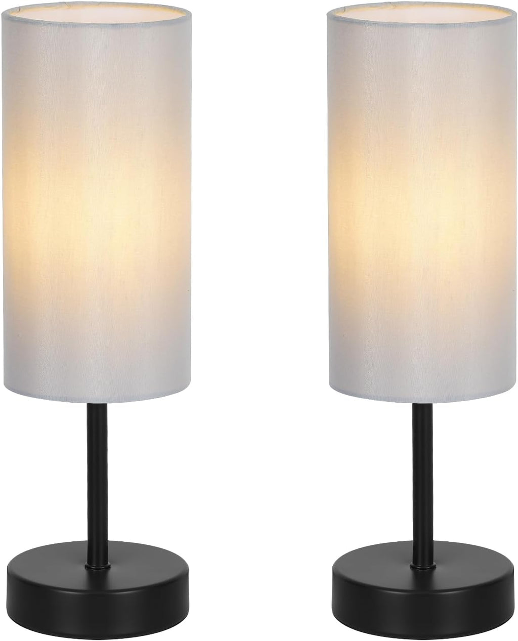 RISLG 2 Pack Small Table Lamps for Bedroom, Bedside Lamps for Nightstand with Wire Switch, Minimalist Modern Desk Lamps with Linen Fabric Shade for Kids Room Living Room Office Dorm, Bulb Included