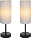 RISLG 2 Pack Small Table Lamps for Bedroom, Bedside Lamps for Nightstand with Wire Switch, Minimalist Modern Desk Lamps with Linen Fabric Shade for Kids Room Living Room Office Dorm, Bulb Included