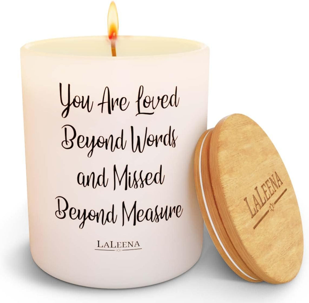 Scented Soy Memorial Candle – Glass Jar Candle Gift with 100% Organic Soy Wax & Fragrance Oil – Missing Someone Gift Decor for Women, Men, Couples, Meditation, Yoga by LaLeena, Large 14 Oz, Jasmine