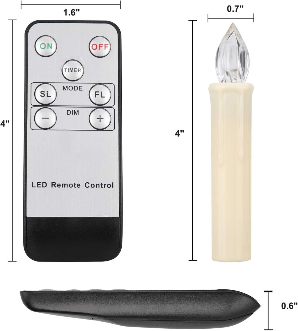 FPOO 10PCS LED Window Candles Remote Timer, Christmas Tree Candles, Ivory