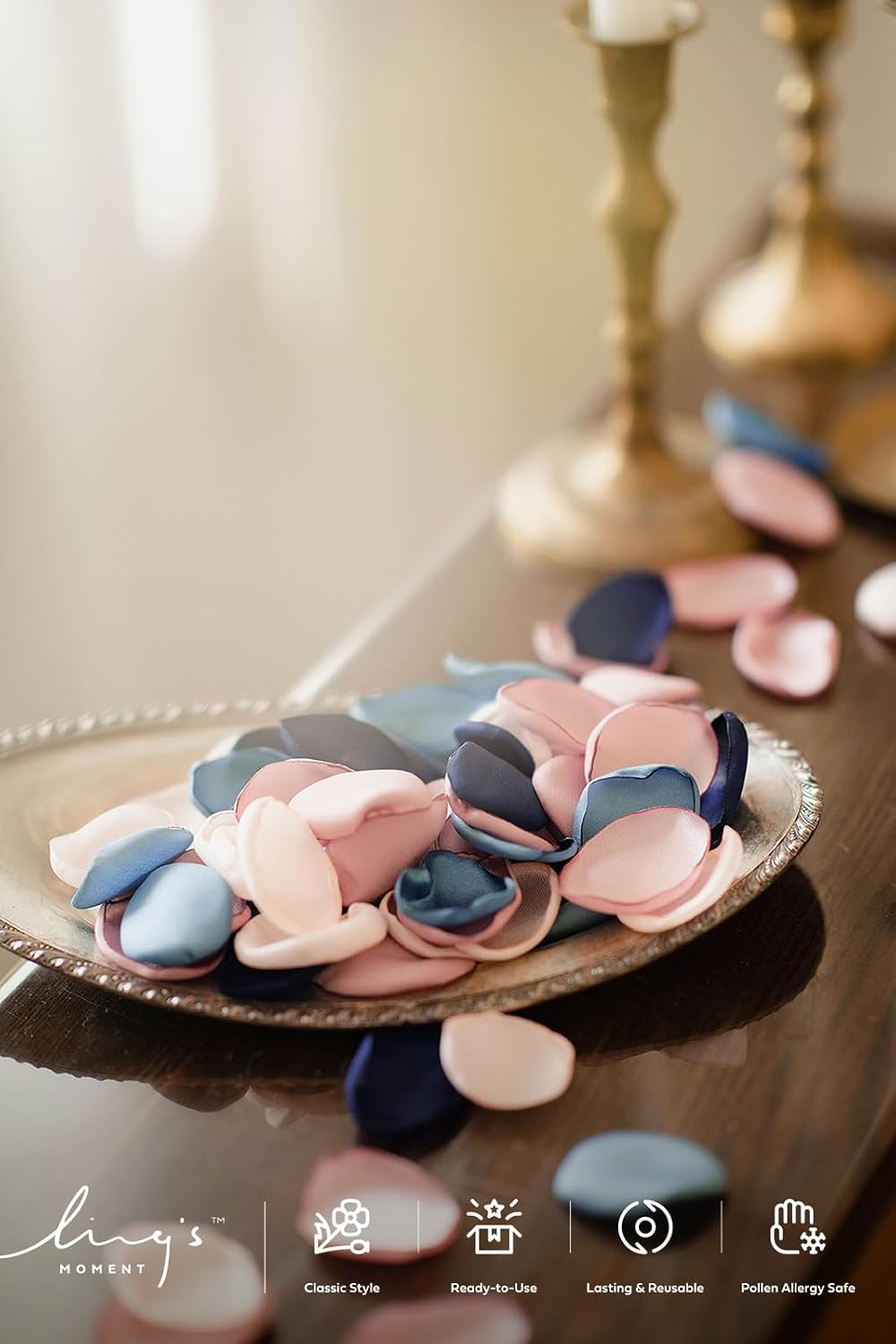 Ling's moment Silk Rose Petals, Dusty Rose Navy Blue, 200pcs