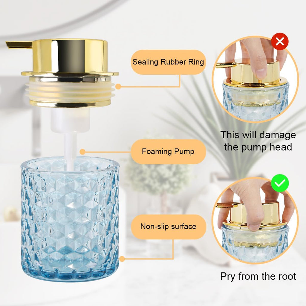 2pcs Foaming Soap Dispenser 10 Oz Pink Glass Hand Soap Dispenser