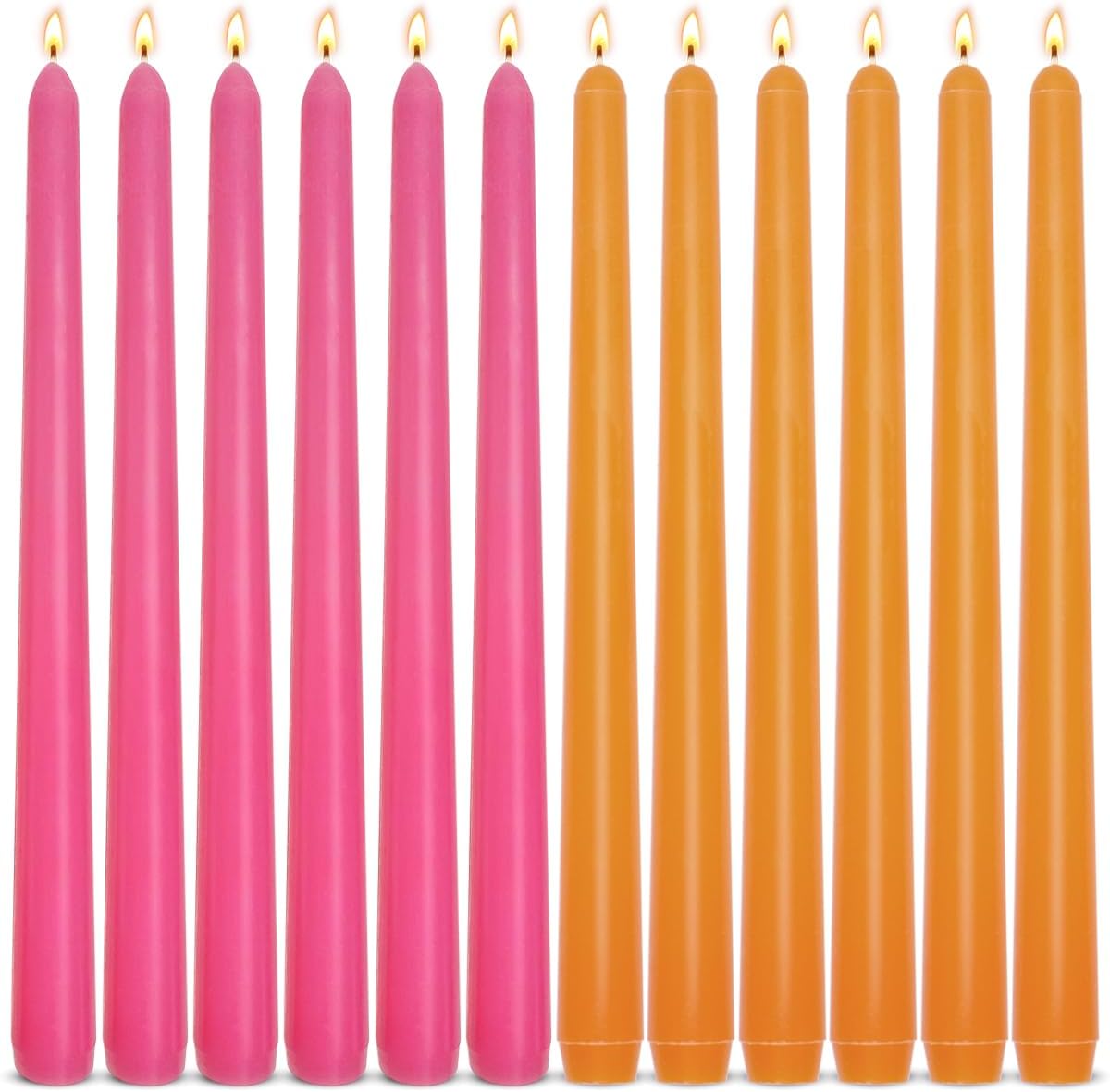 6 Orange 6 Hot Pink 10 Inch Taper Candles for Halloween Home Decor