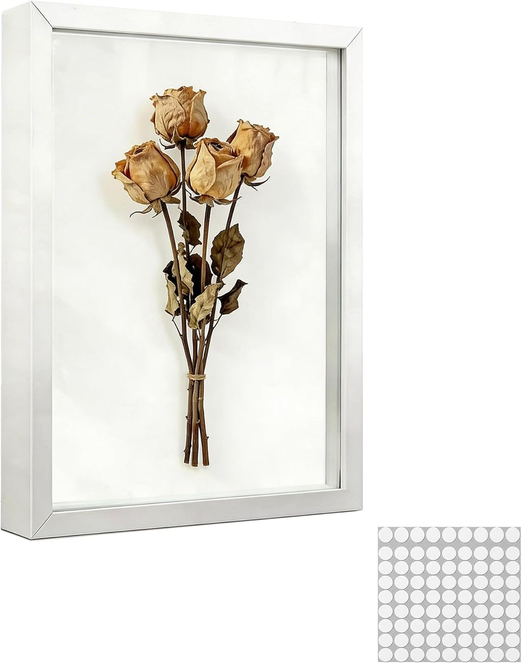 Shadow Box Frame Display Cases, 11"x 14" Wood Deep Black Handicrafts Shadowbox Picture Frame for Flowers Jersey Baby Wedding Dress (1, White)