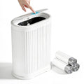 1.8 Gallon Small Bathroom Trash Can with Lid, Press-Top, Slim, White