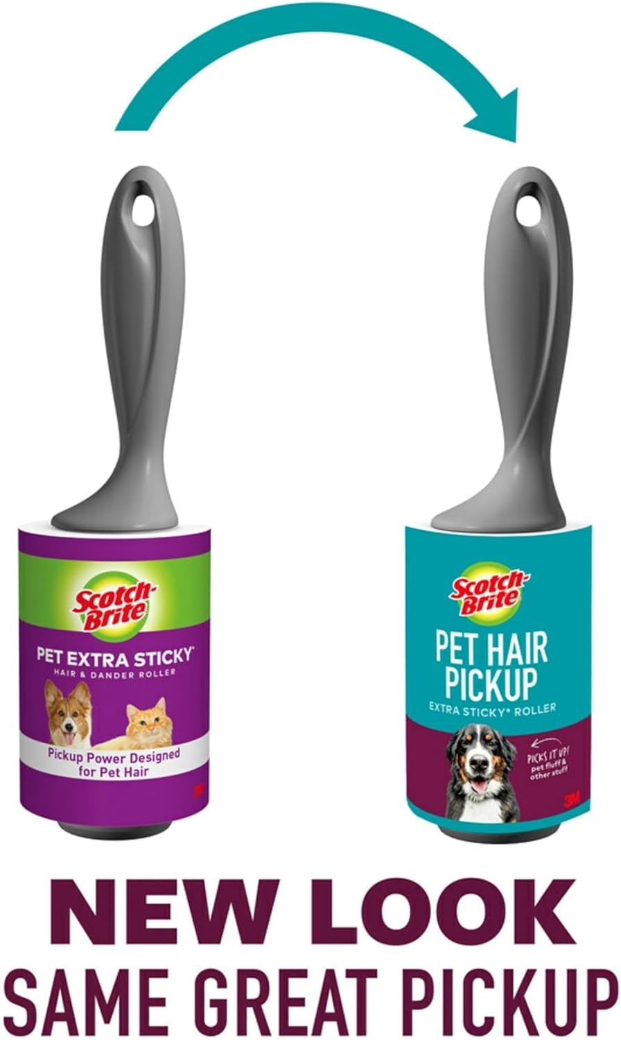 Scotch-Brite Pet Hair Pickup Extra Sticky Lint Roller Refills, Refills Only, 50% Stickier, 4 in x 36.2 ft Each, 70 Sheets Per Refill, 3 Pack, 210 Total Sheets