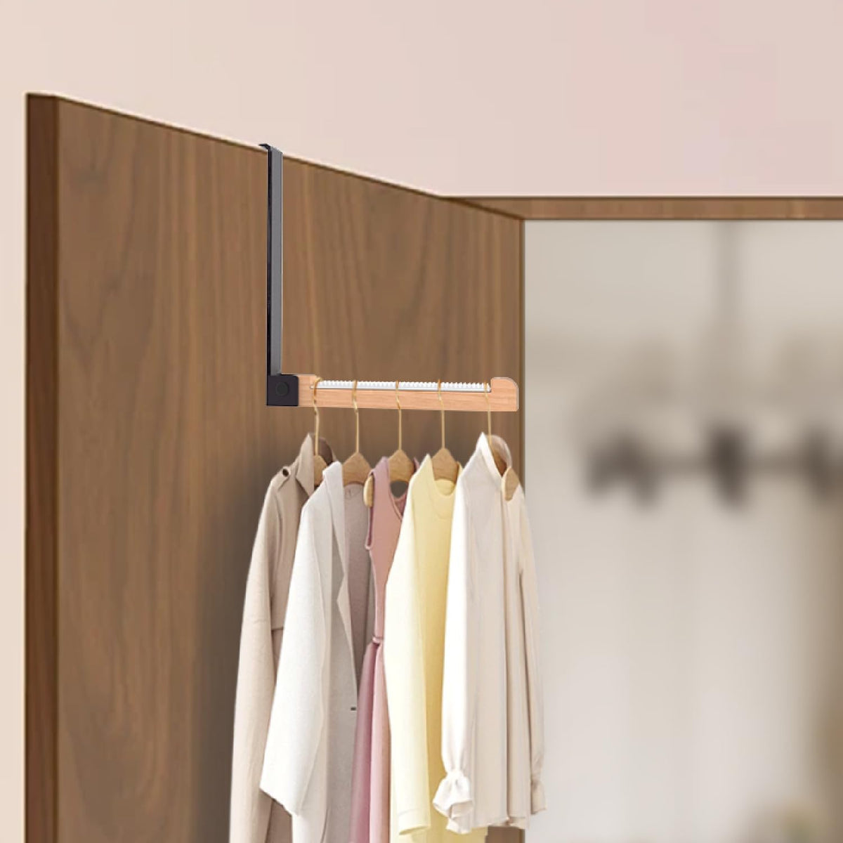 2 Pack Over The Door Hooks(L=6.1"), Over Door Hanger, Heavy Duty No Drill Hanger for Towels, Coats, Hats, Bags in Bathroom, Bedroom, Kitchen, Living Room-Black