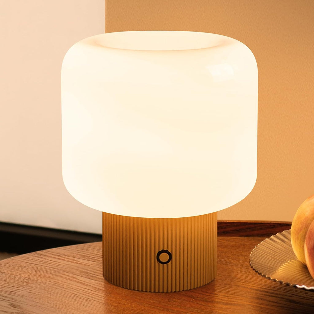 MAGCHARM Mushroom Table Lamp Premium Opal Glass Metal Cordless Night Lamp