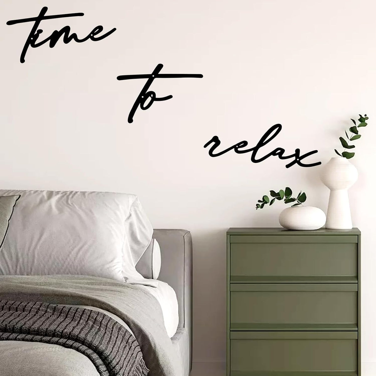 KINMAD Time to Relax Metal Wall Decor - Modern Black Bathroom Wall Art for Spa and Home