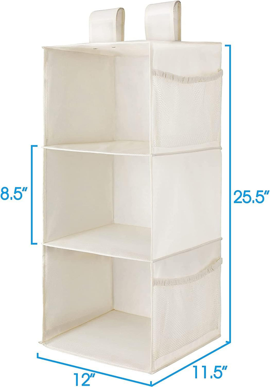 MAX Houser 2 Pack 3 Shelf Hanging Closet Organizer with 2 Velcro, Beige