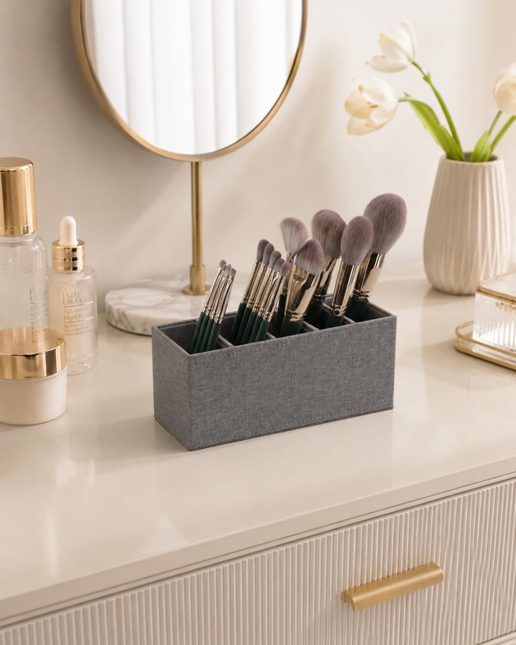 LAMOTI Remote Control Holder, 5-Slot Small Desk Organizer TV Remote Caddy