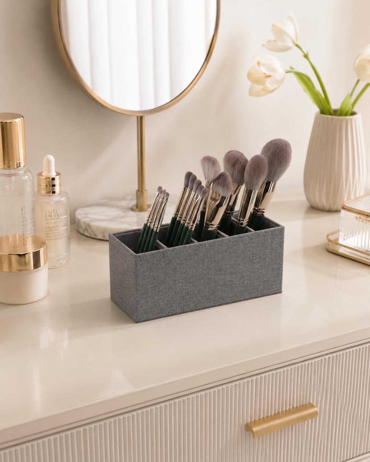 LAMOTI Remote Control Holder, 5-Slot Small Desk Organizer TV Remote Caddy