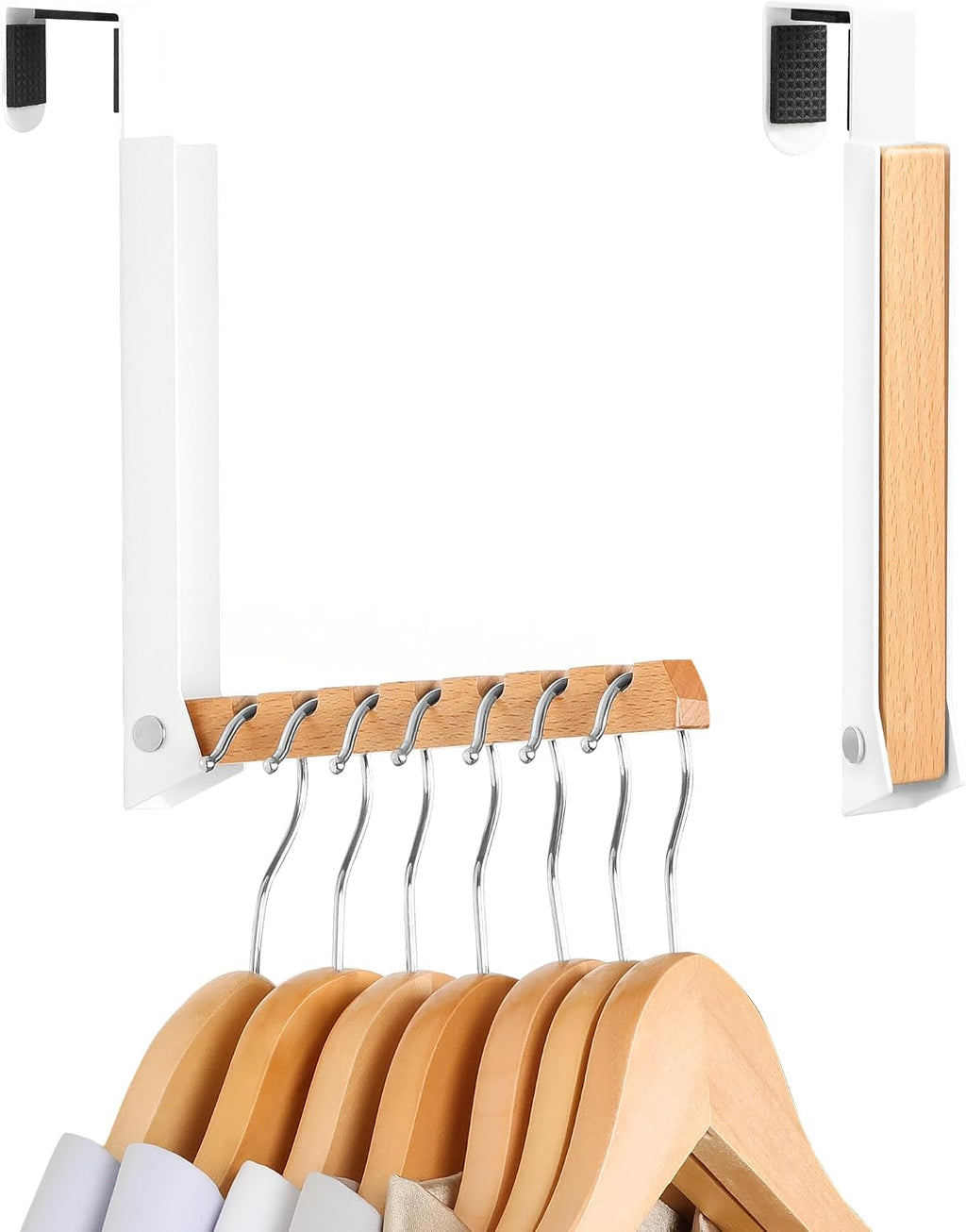 TERRA HOME Over The Door Clothes Hanger – Portable Retractable Travel-Friendly Laundry Room Hanging Rack – Convenient Over The Door Drying Rack for Laundry Ease - 2PCS (White)