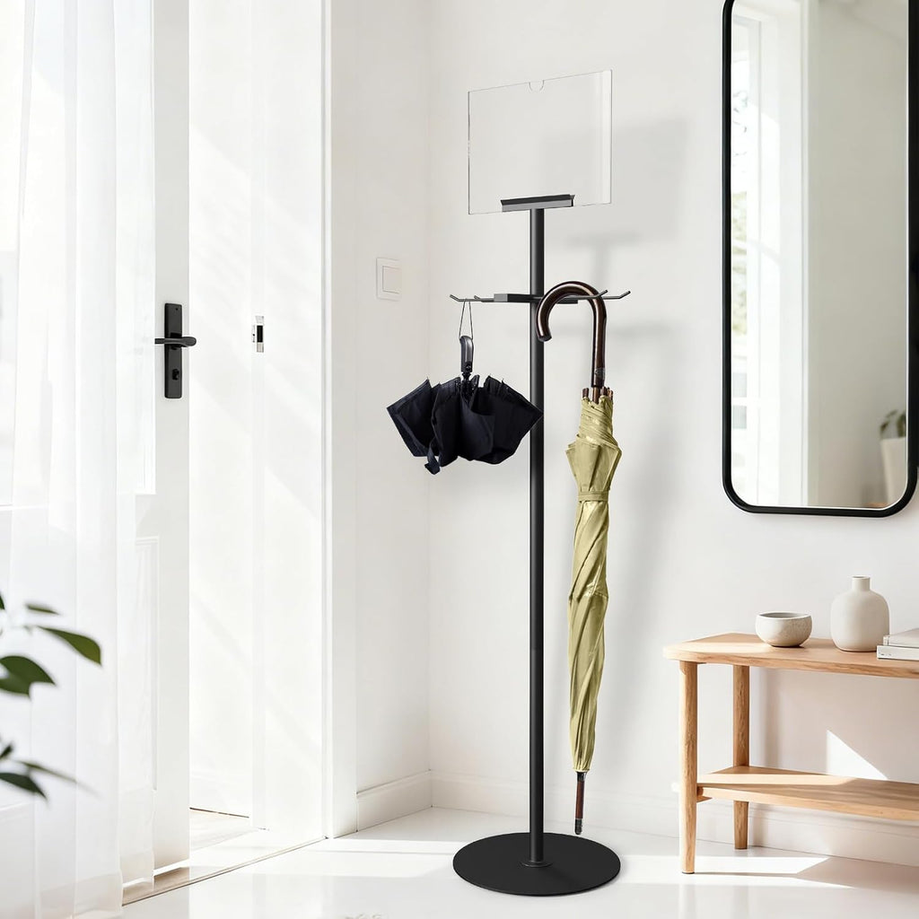 Umbrella Bag Stand with Sign Frame - with 200 Wet Umbrella Bags Disposable