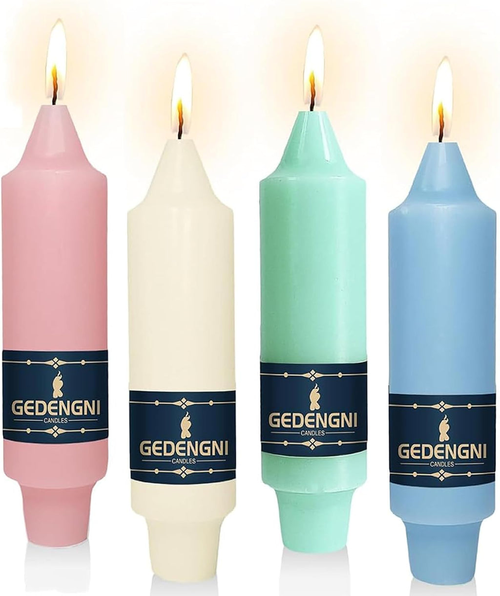 Pastel Taper Candles 4 Pack, 5 Inch Mixed Color Handmade Candles